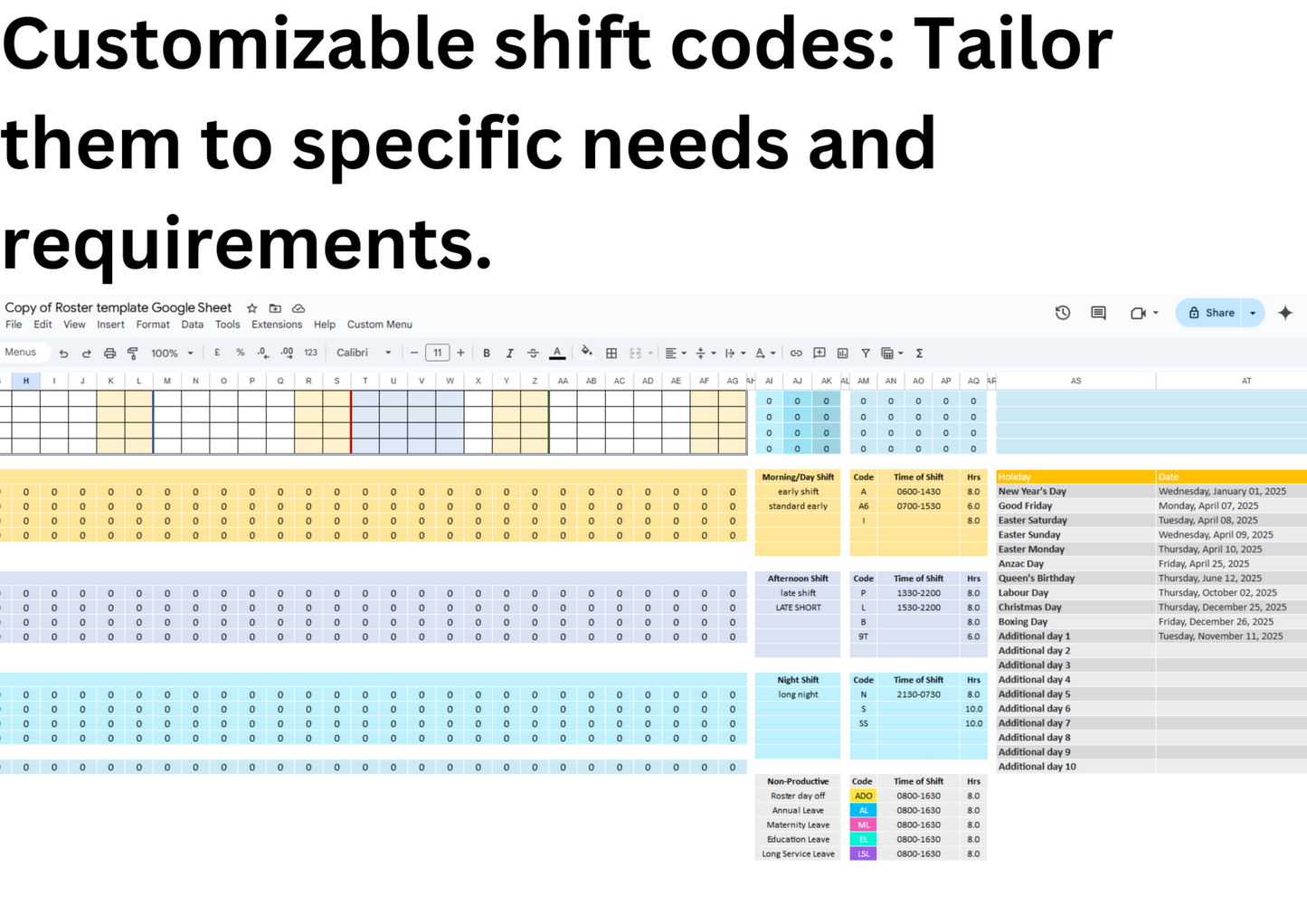 4-Week Google Sheets Employee Roster & Schedule Template (Also Available on Etsy)