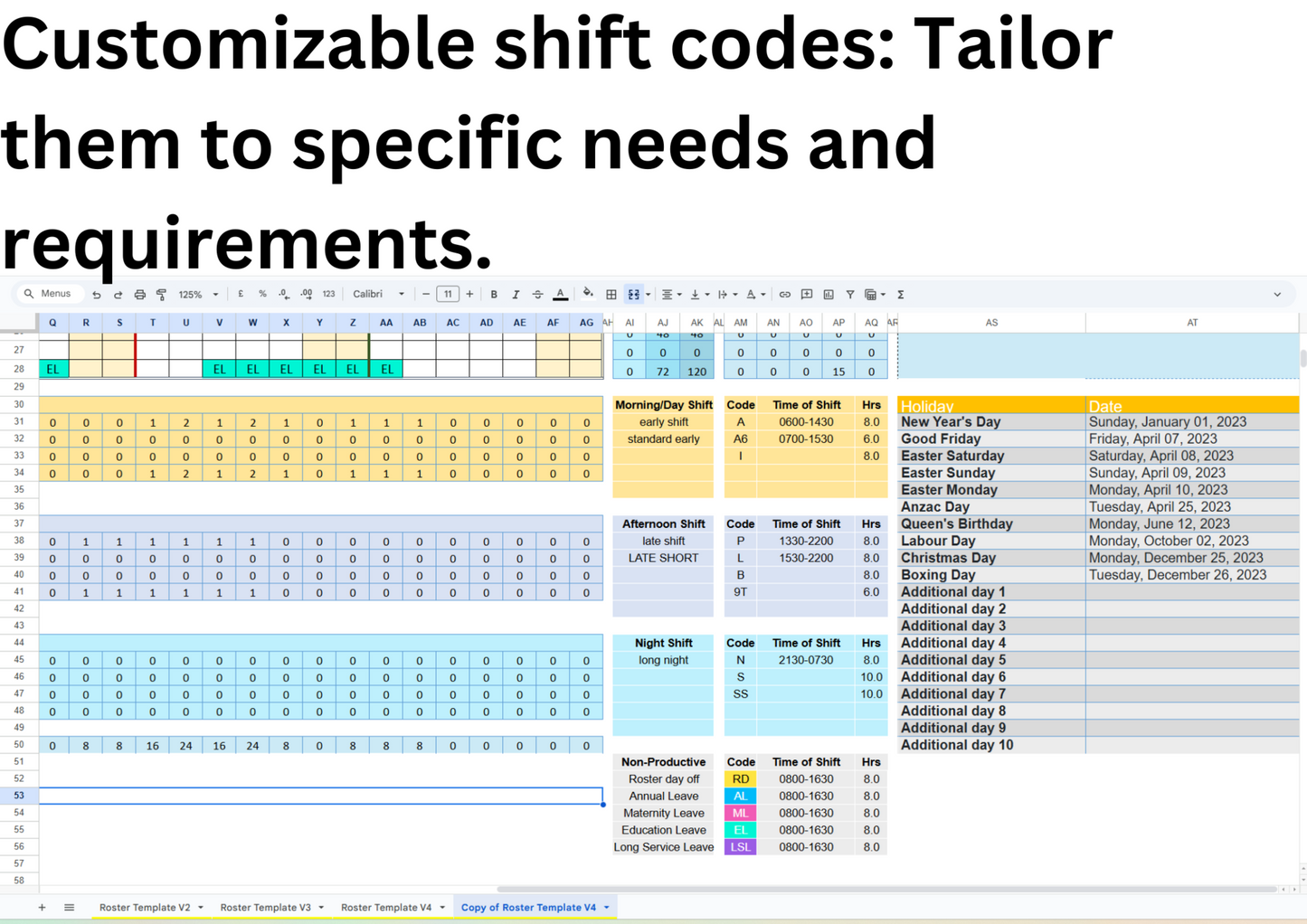 Rotating Shift Patterns: Supports morning, afternoon, and night rotating shift patterns, accommodating various staffing needs
