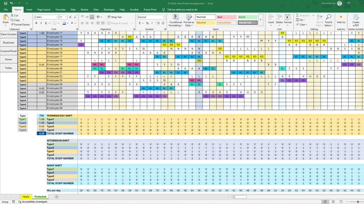 FTE Calculation by Team/Grade – Allocate up to 4 teams/grades per employee and automatically calculate Full-Time Equivalents (FTEs) to ensure balanced workforce planning.