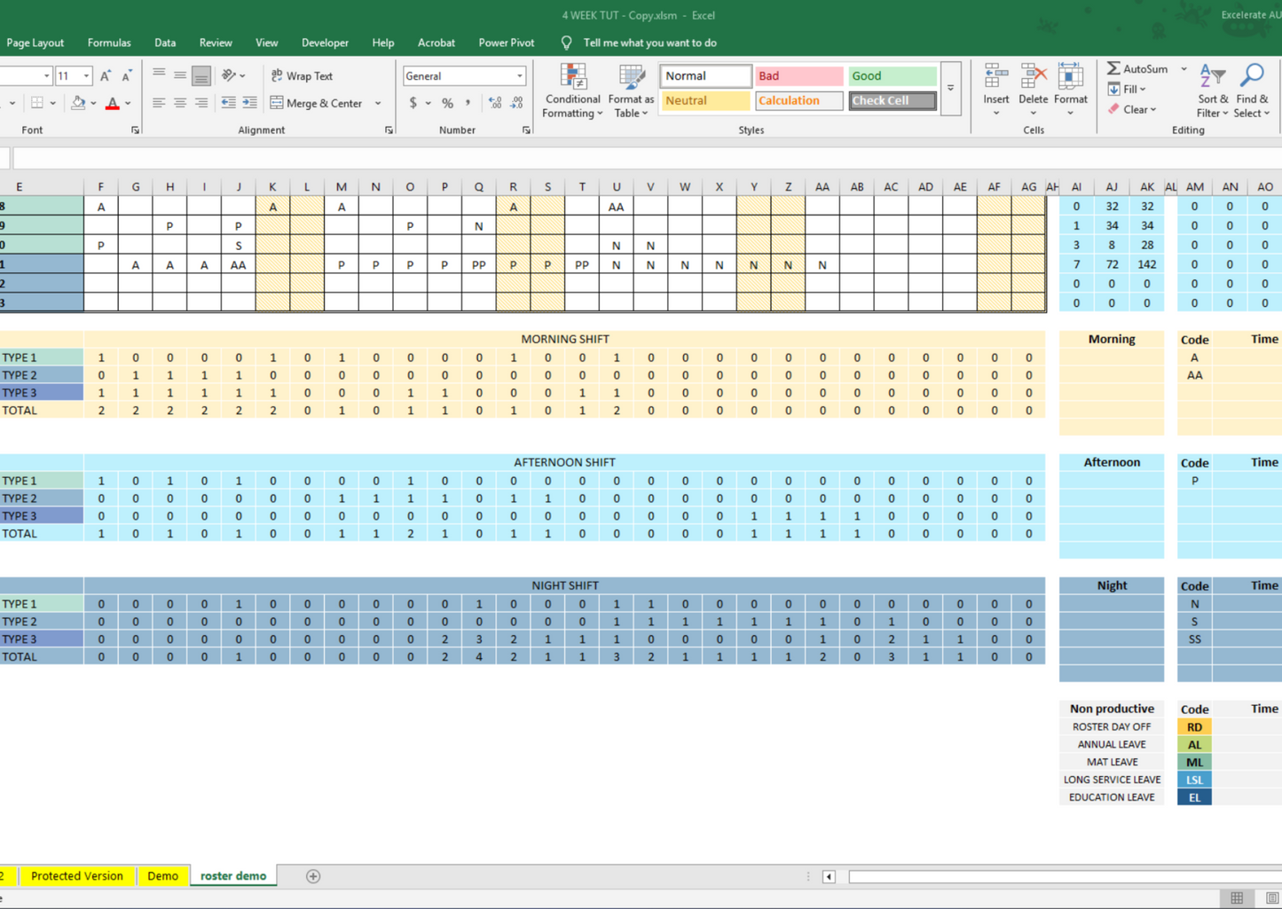 Video Tutorial - 4-Week Excel Roster Template for Shift-Based Teams