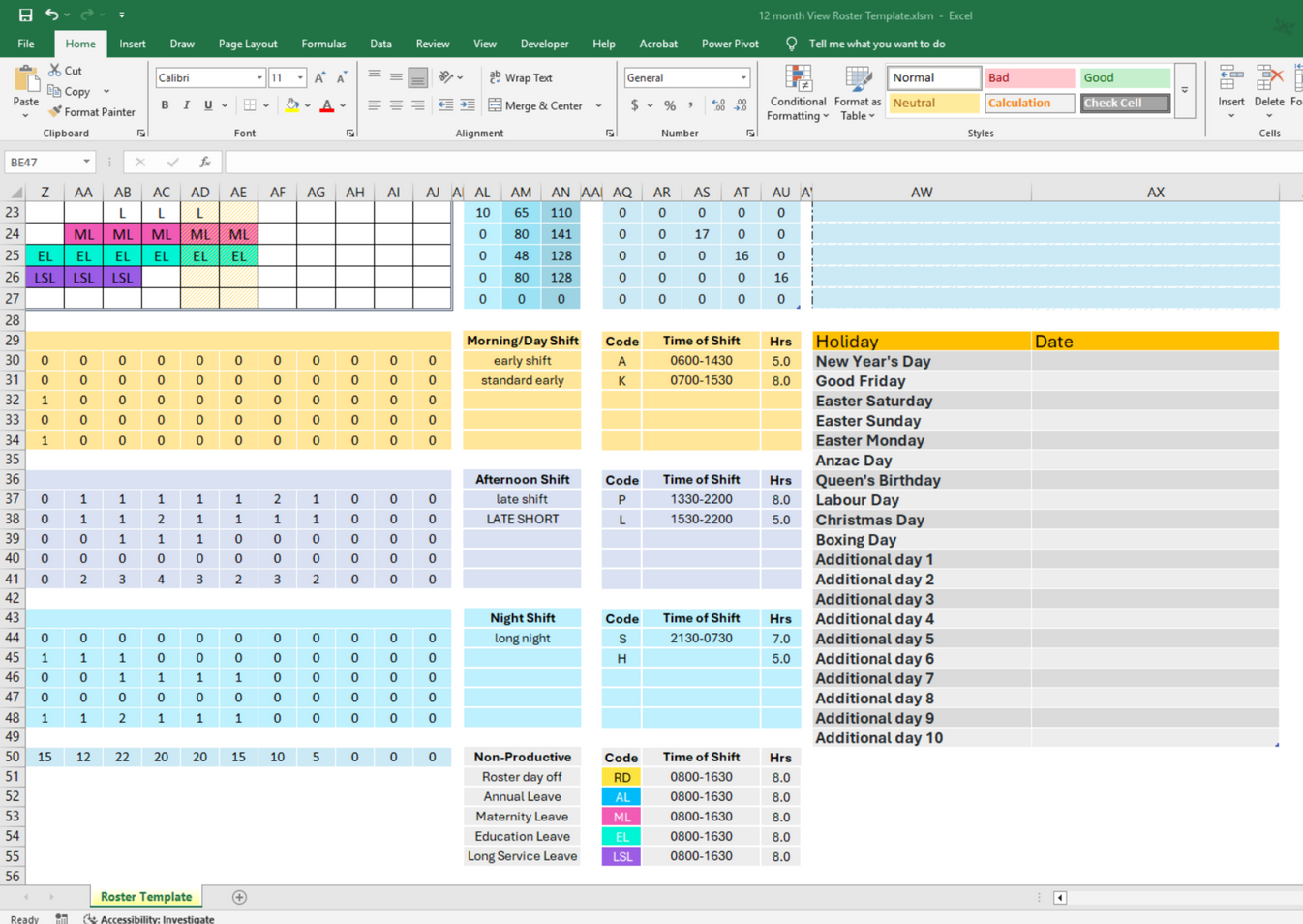 Monthly Excel Staff Roster Template – Excelerate Digital