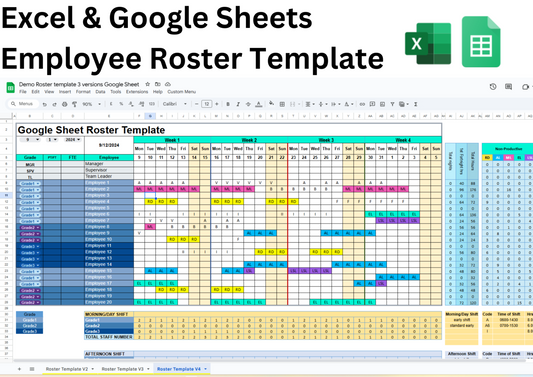 🌟Dynamic Calendars
🌟Customizable Shift Codes
🌟Color-Coded Shifts
🌟Skill Mix Tracking
🌟Shift Count Tracker
🌟Rotating Shift Patterns
🌟Working Hours Calculator
🌟Weekend & Holiday Highlights
🌟Print-Ready Schedules
🌟Excel & Google Sheets Ready