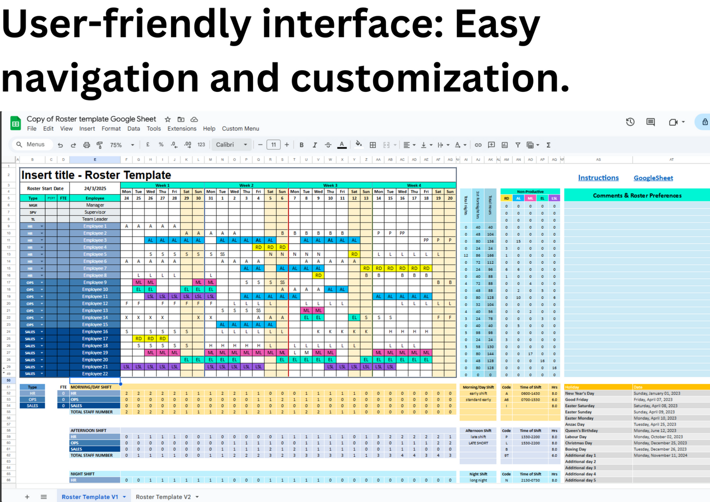 Comprehensive Employee Planner: Effortlessly create and maintain a comprehensive employee planner, efficiently managing staff schedules and availability