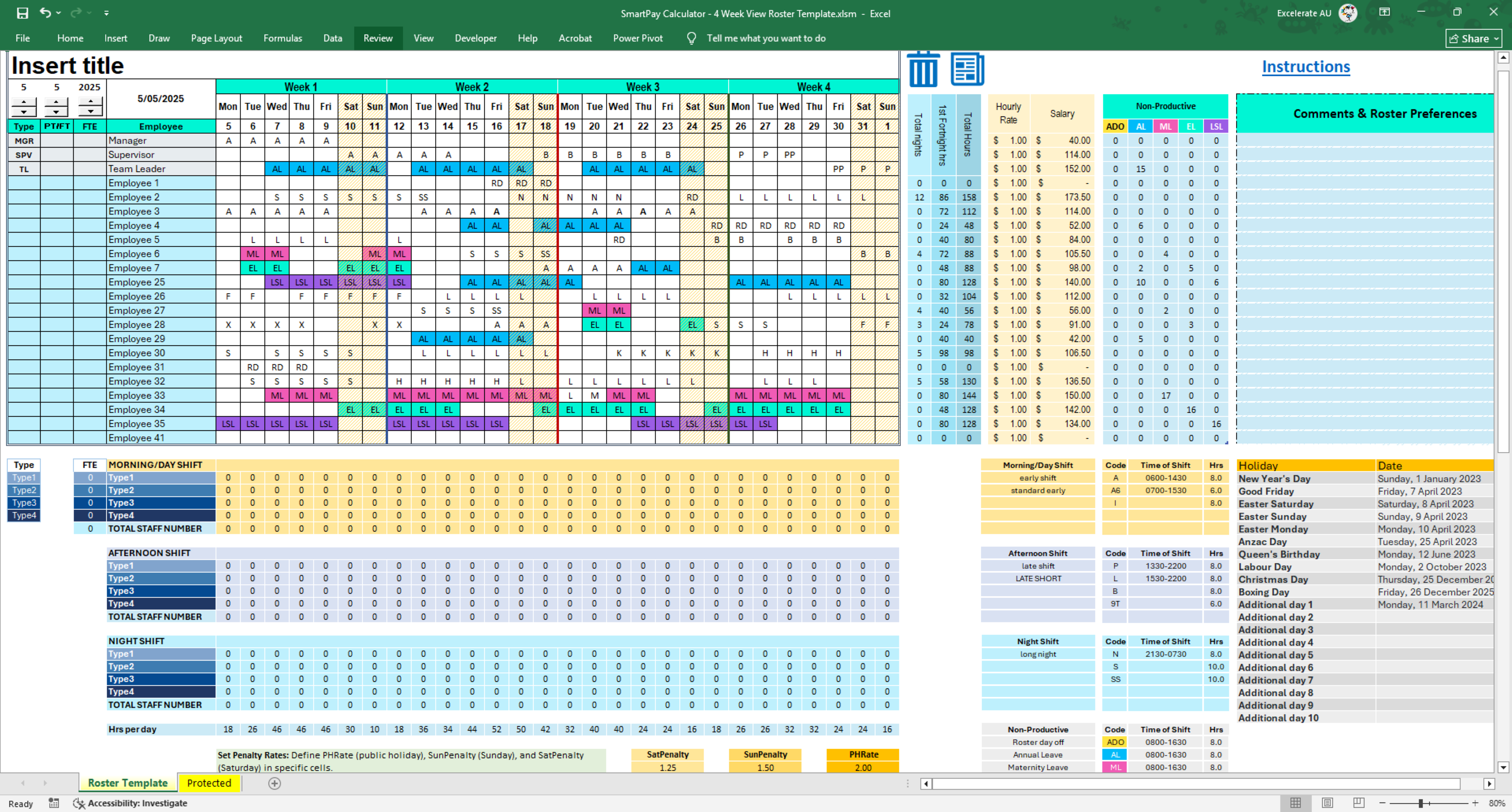 Premium Excel Templates: Roster, Leave, Gantt & Productivity Tools ...
