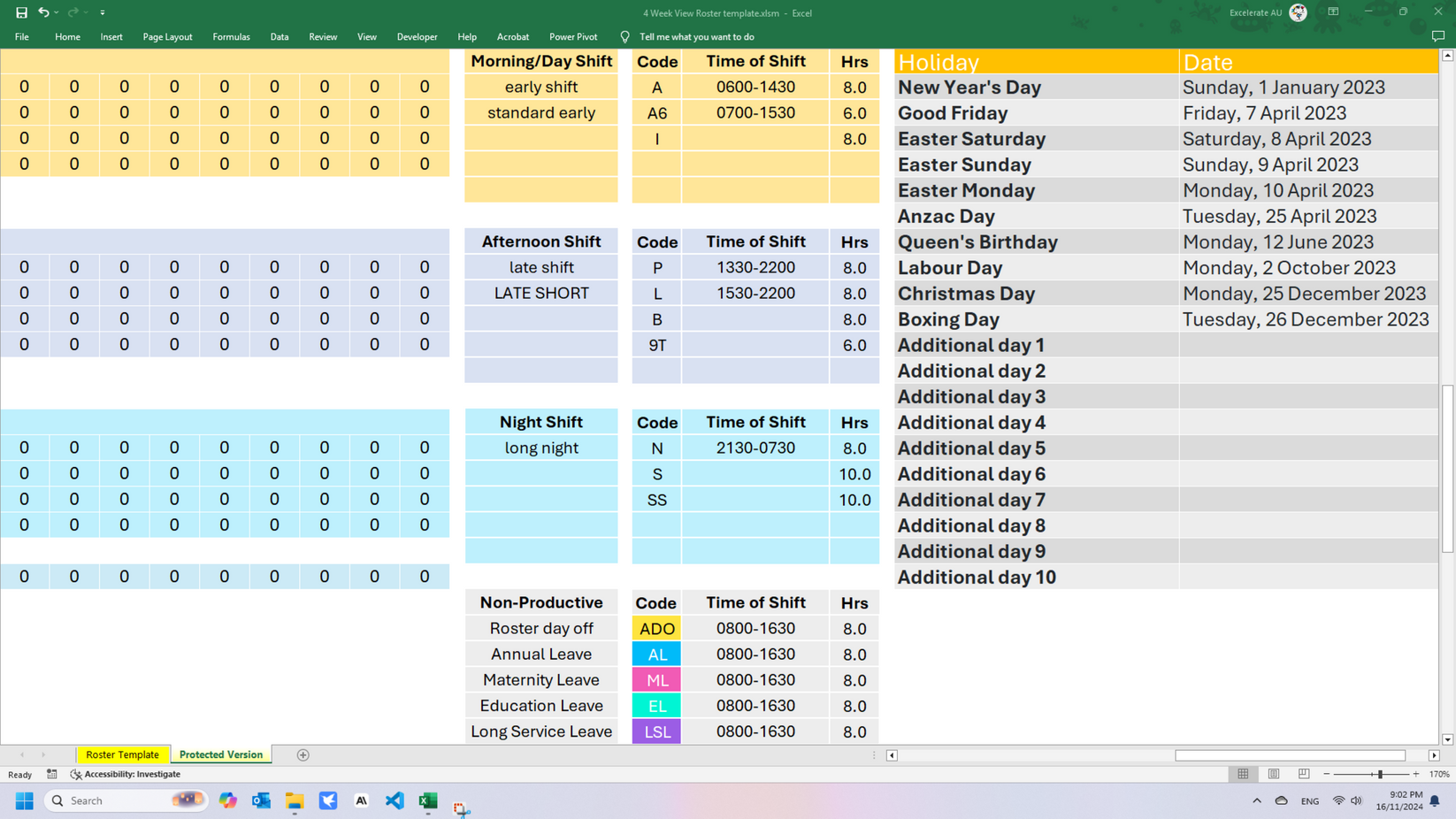 4-Week Excel Roster Template | Staff Shift Planner – Excelerate Digital