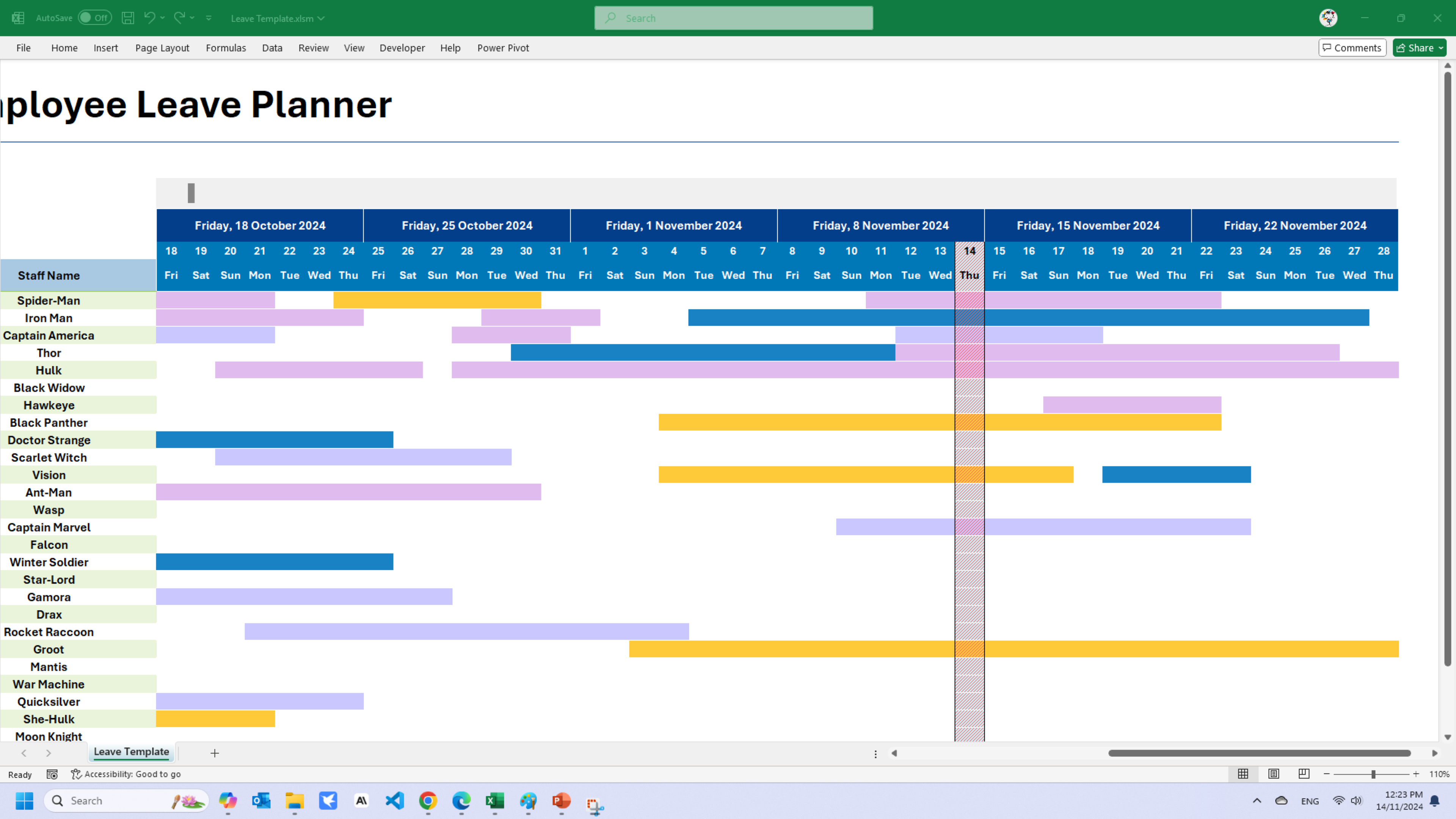 Leave Roster/sample Premium Excel Templates: Roster, Leave, Gantt & Productivity Tools ...