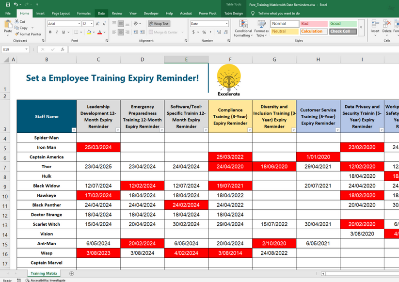 Free: Employee Training Matrix Template with Expiry Reminders ...