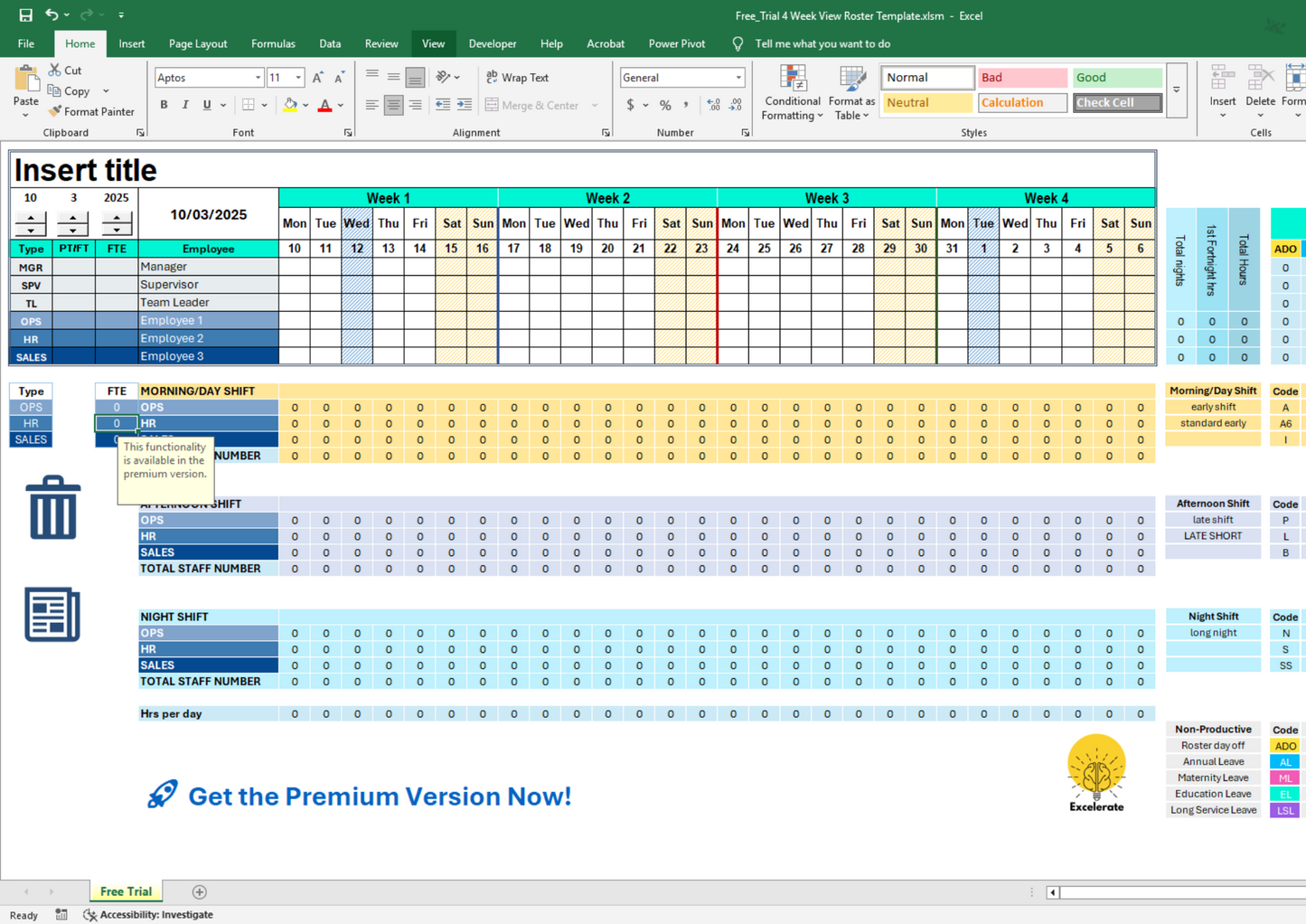 Free Trial: Excel Employee Roster Template for Small Teams with Smart Salary Calculator
